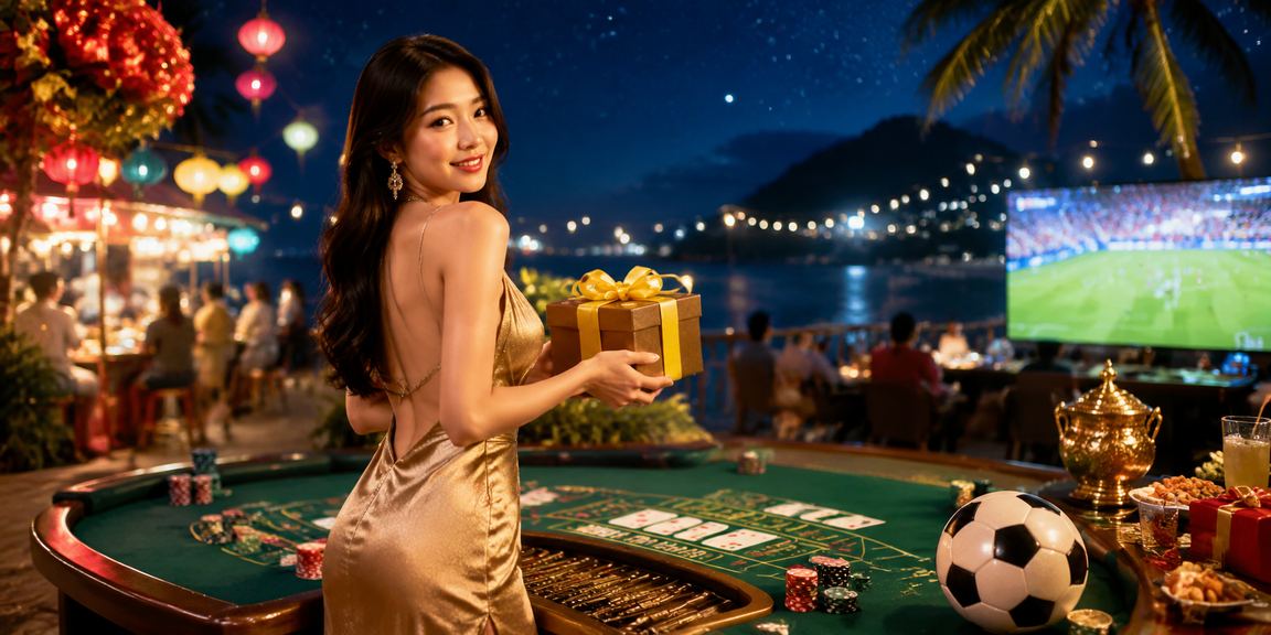 Khung cảnh chợ đêm Phú Quốc về đêm, người dùng trải nghiệm baccarat trực tuyến trong không gian nhộn nhịp